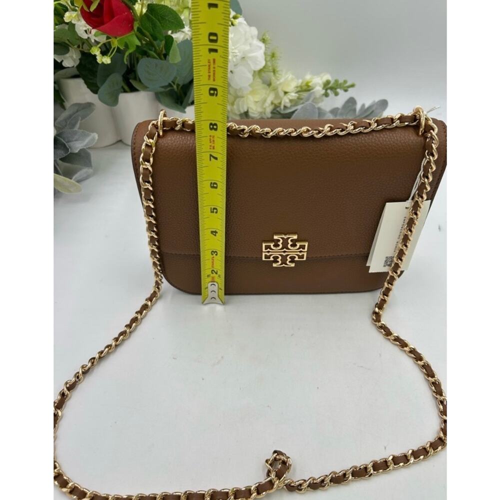 Women's TORY BURCH BRITTEN shoulder bag crafted in moose brown leather/ gold - Picture 5 of 10